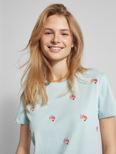 Jake*s Casual T-Shirt mit Allover-Muster Aqua 3