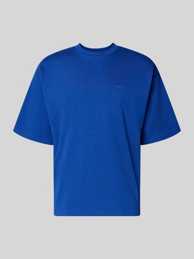 Produktfoto, Oversized T-Shirt mit Logo von REVIEW, Herren T-Shirt aus reiner Baumwolle, Rundhalsausschnitt, kräftiges Blau, Oversized-Fit