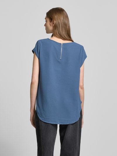 Only Loose fit blouse met korte mouwen in crêpelook, model 'VIC' Lichtblauw gemêleerd - 5