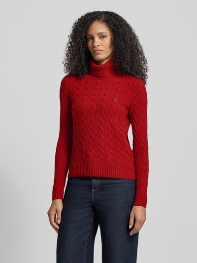 Polo Ralph Lauren Strickpullover mit Label-Stitching Dunkelrot 4