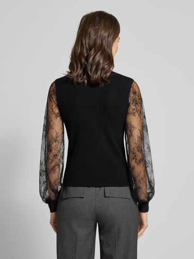 Oui Pullover van viscosemix met mouwen van kant  - 5