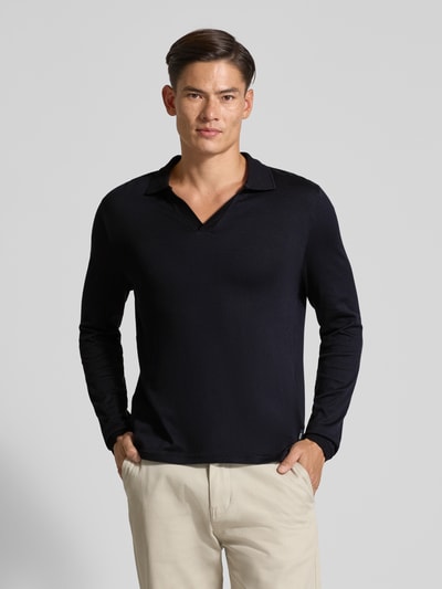 Cinque Regular fit poloshirt met V-hals, model 'BOLLO' Donkerblauw - 4