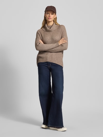 ONLY Regular Fit Rollkragenpullover aus Viskose-Mix Modell 'KATIA' Beige Melange 1