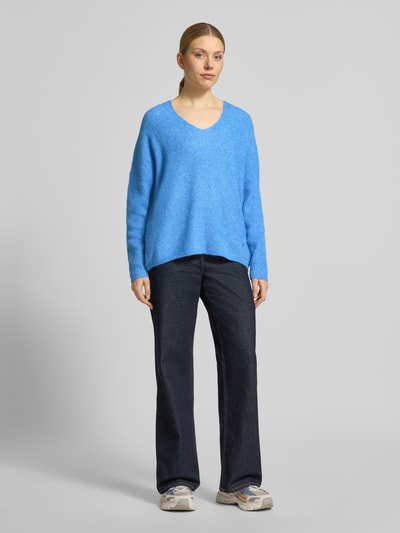 MOS MOSH Regular Fit Pullover aus Woll-Alpaka-Mix Modell 'Thora' Bleu 1