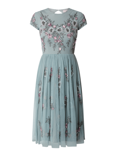 LACE & BEADS Cocktailkleid mit floralen Stickereien Modell 'Nobu' Mittelgrau 2