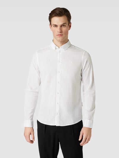 Casual Friday Regular Fit Leinenhemd mit Button-Down-Kragen Modell 'Anton' Weiss 4