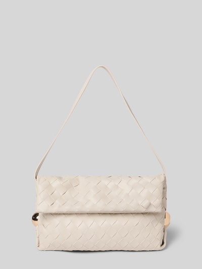 Produktfoto, Shoulder Bag in Leder-Optik Modell 'Pochette' von Liu Jo White, cremefarbener Flechtlook, goldene Details, rechteckige Form