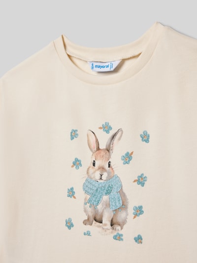 Mayoral Regular Fit Longsleeve mit Motiv-Print Ecru 2