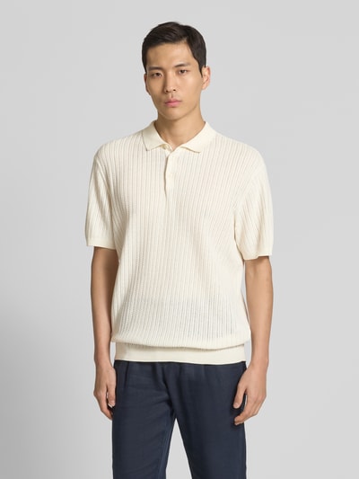 Casual Friday Regular Fit Poloshirt mit Strukturmuster Modell 'Karl' Offwhite 4