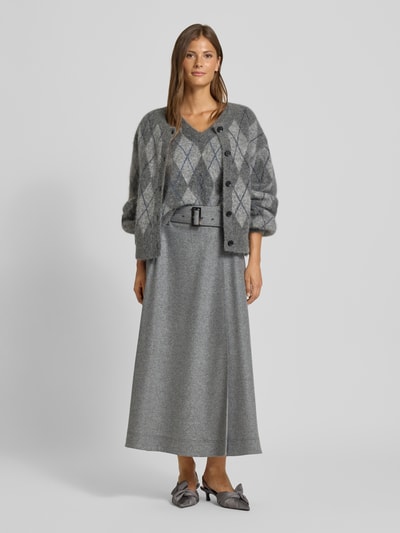 Windsor Midirock aus Schurwolle mit Gürtel Dunkelgrau 1