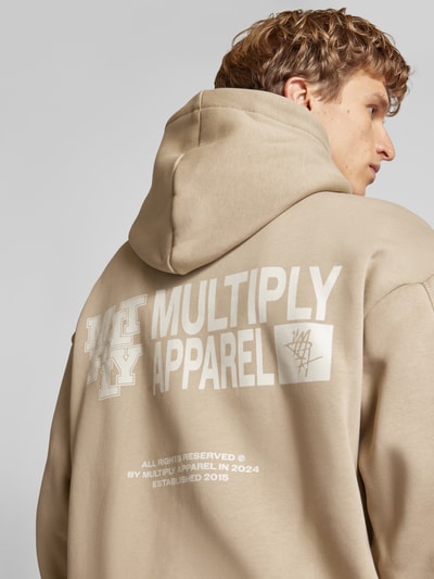 Multiply Apparel Bluza rozpinana o kroju oversized z nadrukiem z logo Beżowy 3