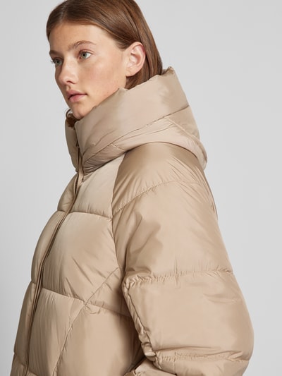 Only Oversized lange gewatteerde jas met opstaande kraag, model 'ASTA' Beige - 3