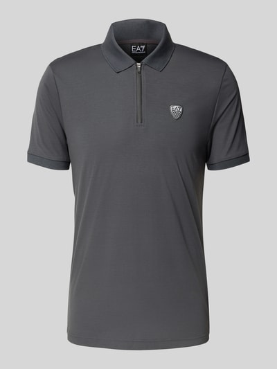 EA7 Emporio Armani Slim fit poloshirt met labelpatch Middengrijs - 2
