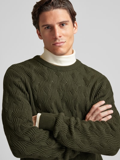 SELECTED HOMME Strickpullover mit Strukturmuster Modell 'CALLIS' Dunkelgruen 3