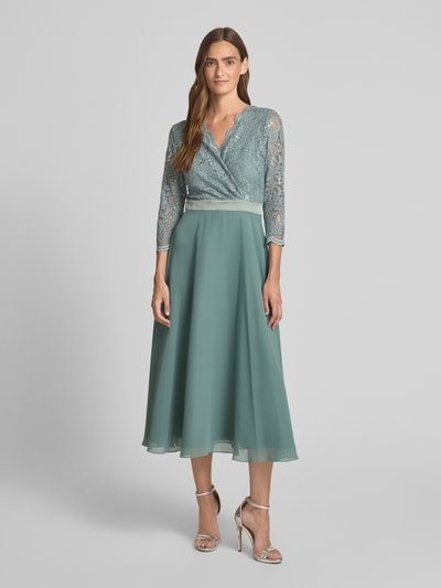 Swing Cocktailjurk met V-hals Lindegroen - 4