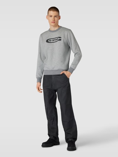 G-Star Raw Sweatshirt mit Label-Print Mittelgrau Melange 1