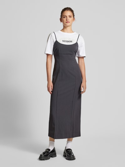 Review Midikleid mit Spaghettiträgern Mittelgrau 4