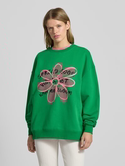 OH APRIL Oversized Sweatshirt mit Rundhalsausschnitt Modell 'Good Vibes' Gruen 4