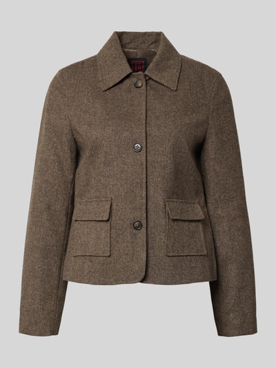 Stefanel Regular Fit Blazer mit aufgesetzten Taschen Dunkelbraun 2