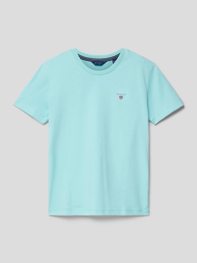 Gant T-Shirt mit Label-Stitching Modell 'THE ORIGINAL' Helltürkis 1