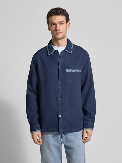 Scotch & Soda Relaxed Hemdjacke mit Strukturmuster Marine 4