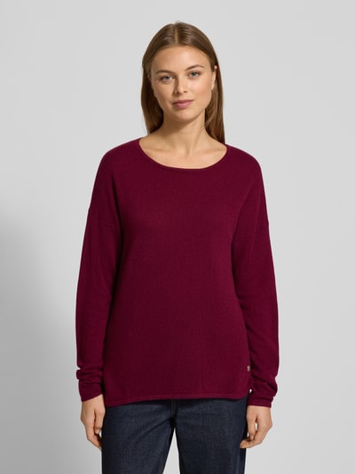 Fynch-Hatton Sweter z dzianiny z czystego kaszmiru z okrągłym dekoltem Bordowy 4