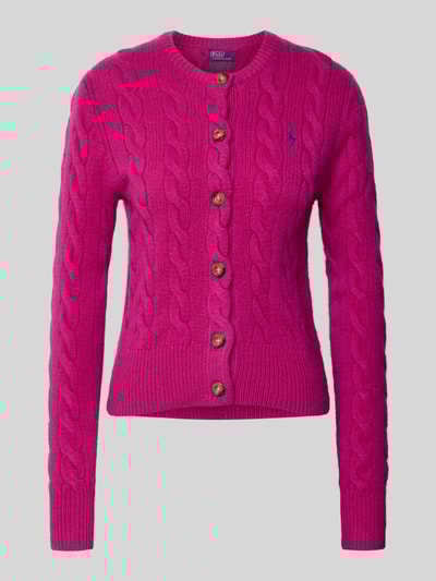 Polo Ralph Lauren Kurtka z dzianiny z mieszanki wełny i kaszmiru ze ściegiem warkoczowym Mocnoróżowy 2