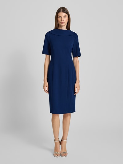 Adrianna Papell Knielanges Cocktailkleid mit Stehkragen Marine 4