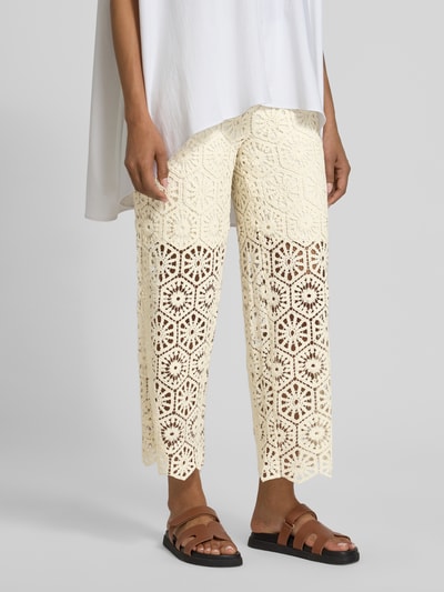 Smith and Soul Korte broek met gehaakt kant en elastische band Offwhite - 4