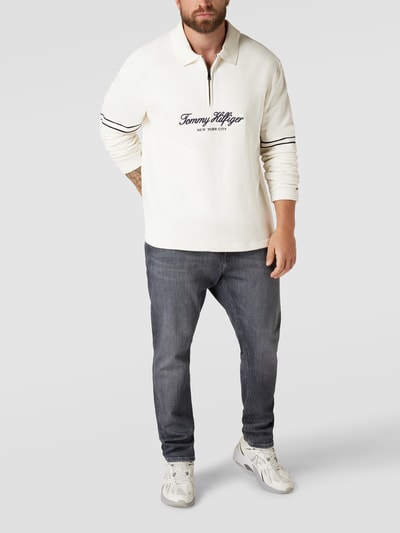 Tommy Hilfiger Big & Tall PLUS SIZE Sweatshirt mit Polokragen Modell 'POPOVER' Weiß 1