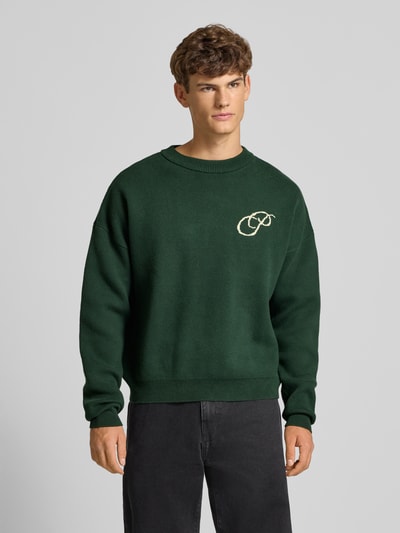 PROHIBITED Oversized Strickpullover mit Label-Print Dunkelgruen 4