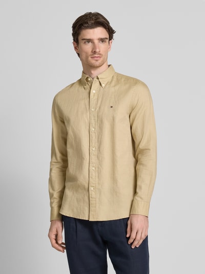 Tommy Hilfiger Regular Fit Freizeithemd aus Baumwoll-Leinen-Mix Beige 4