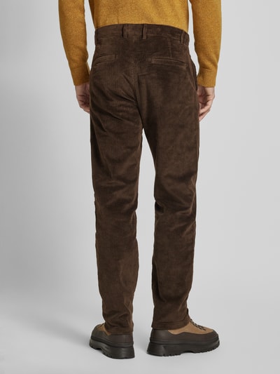 Knowledge Cotton Apparel Regular fit corduroy broek met steekzakken, model 'CHUCK' Donkerbruin - 5