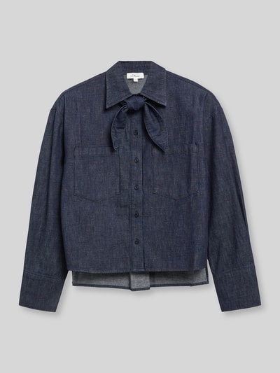 s.Oliver RED LABEL Kort blouse met lange mouwen van puur katoen Bleu - 2