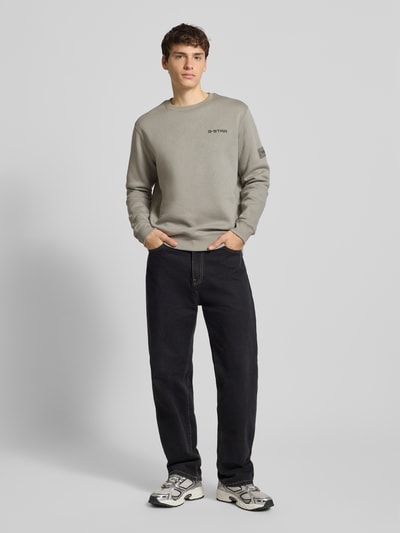 G-Star Raw Sweatshirt mit Label-Print Hellgrau 1