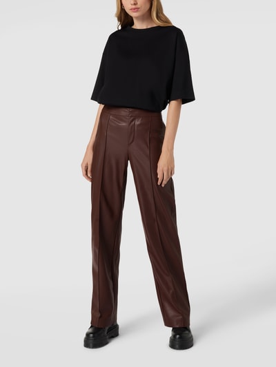 REVIEW Broek in leerlook Middenbruin - 1
