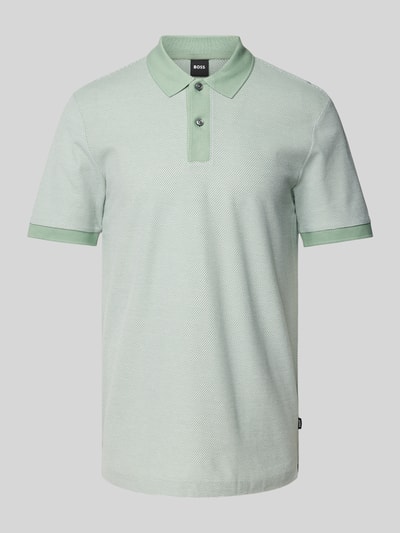 BOSS Slim fit poloshirt met structuurmotief, model 'Phillipson' Lindegroen - 2