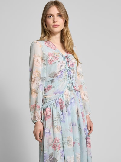 ADLYSH Abendkleid mit V-Ausschnitt und Raffungen Hellblau 3