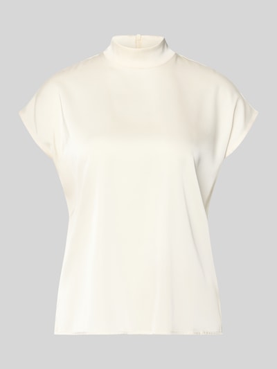 Produktfoto, Blusenshirt mit Stehkragen von Jake*s Collection für Damen, cremefarben, Material-Mix mit Stretch-Anteil, Regular-Fit, Rückseitiger Reißverschluss, Rückenlänge 59 cm bei Größe 38, glatte Struktur