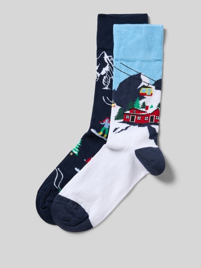 Christian Berg Men Socken mit geripptem Abschluss Bleu 1