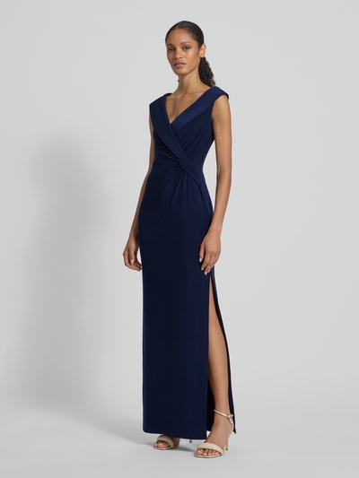 Lauren Ralph Lauren Abendkleid mit V-Ausschnitt Modell 'LEONIDAS' Marine 1
