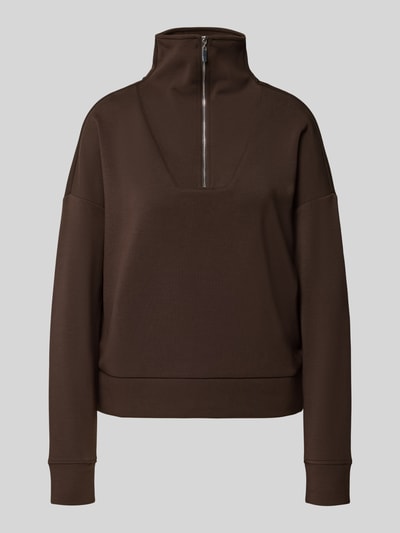 Produktfoto, Sweatshirt mit Stehkragen und Reißverschluss von Christian Berg Woman, braun, glatte Textur, Material-Mix mit Modal-Anteil, Regular Fit