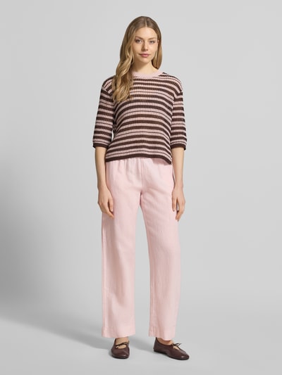 Neo Noir Stoffhose mit Leinen-Anteil und Eingrifftaschen Rose 1