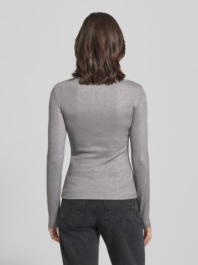 Vila Bluzka z długim rękawem o kroju slim fit z mieszanki wiskozy model ‘Eleinas’ Srebrny 5