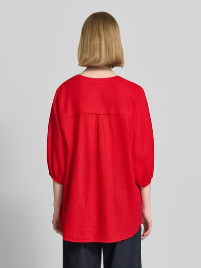 FREE/QUENT Bluse aus Leinen-Mix mit verlängertem Rücken Modell 'Lava' Rot 5