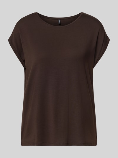 Produktfoto, Regular Fit T-Shirt aus Lyocell-Mix Modell 'AVA' von VERO MODA, dunkelbraune Farbe, glatte Textur, Damen T-Shirt
