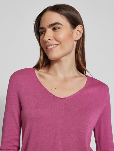 Tom Tailor Regular Fit Strickpullover mit V-Ausschnitt Pink 3