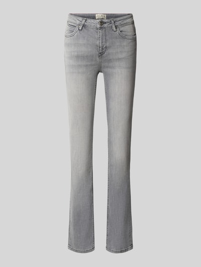 Produktfoto, Slim Fit Jeans aus Baumwoll-Mix Modell 'JOYCE' von Cars Jeans in grauer Waschung mit 5-Pocket-Design, sichtbare Textur. Damen Jeans aus Baumwoll-Elasthan-Mix, Knopf- und Reißverschluss, Bundweite Größe 27/32: 33 cm, Innenbeinlänge: 78 cm.