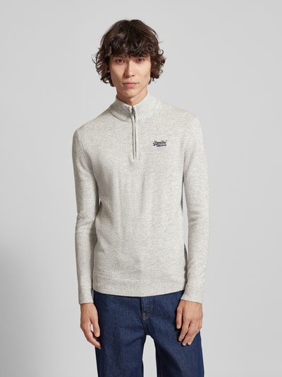 Superdry Sweter z dzianiny ze stójką Jasnoszary 4