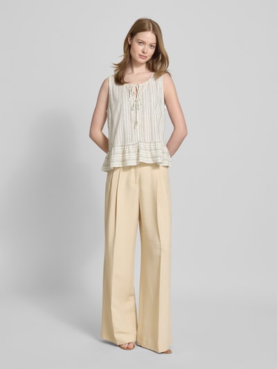 Tom Tailor Denim Regular Fit Blusentop aus Viskose-Leinen-Mix Offwhite 1